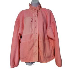 Wild Fable Ladies Pink Fleece Button Down Jacket Size Sm